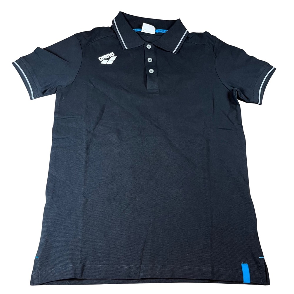 Arena Team Poloshirt Solid Mens XS Black Cotton Short Sleeve Athletic Polo New